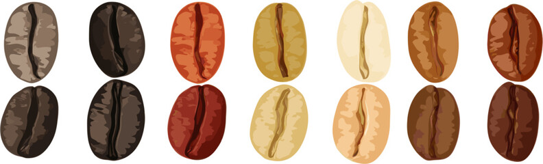 Obraz premium A collection of colorful coffee beans with clipping paths