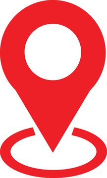 A vibrant red map pin icon with a white circle in the center, indicating a location or point of interest.