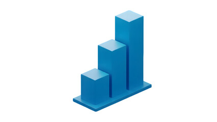 Fototapeta premium Blue 3d bar graph rising upwards on white background, representing growth and statistics