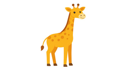 Obraz premium Cute cartoon illustration of a giraffe, a wild mammal, isolated on a white background