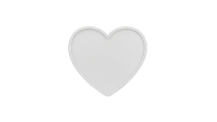 3D White heart shape object on transparent background