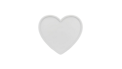 3D White heart shape object on transparent background