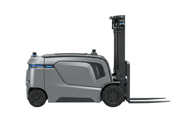 Fototapeta premium Autonomous industrial forklift robot. Warehouse logistics vehicle