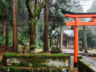 雨の中、兵庫県豊岡市の出石町、出石城址を歩く