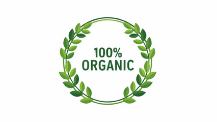 Green wreath with 100 percent organic text inside.