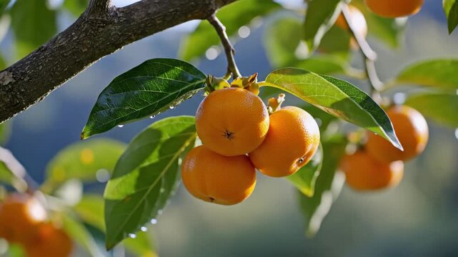 Ripe Loquats Hanging from Tree Branches.
