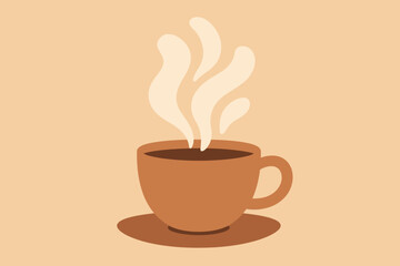 Obraz premium Warm coffee moment illustration with steam shapes and cozy atmosphere for lifestyle branding