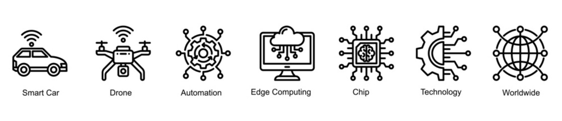 Smart Mobility banner icon illustration representing intelligent transportation, automation, edge computing, and connected global technology