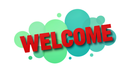 3D Welcome Text with Colorful Bubbles