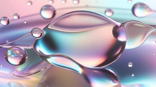 Abstract Iridescent Liquid Bubbles Flowing Smoothly Background