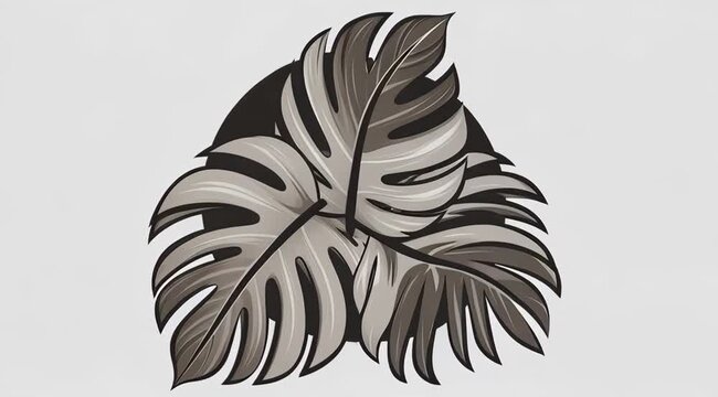 Monochrome Monstera Leaves Arrangement Creating a Botanical Inspired Motion Graphic Animation