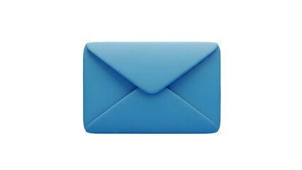 Blue square envelope icon with folded flap on white background for communication and messaging