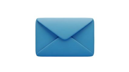 Blue square envelope icon with folded flap on white background for communication and messaging