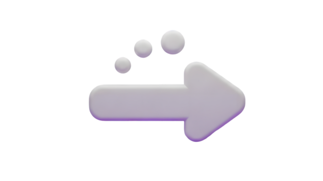 3d white arrow pointing right with three small spheres above, direction concept - Powered by Adobe