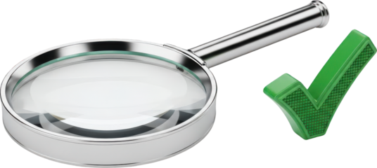 Magnifying Glass and Green Check Mark
