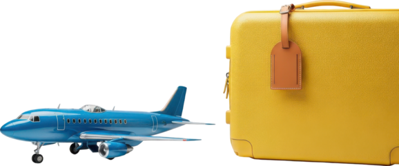 Blue Airplane and Yellow Travel Suitcase