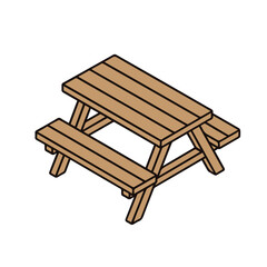 The vector artwork presents a wooden park bench in brown color, combining simplicity and natural material to evoke comfort, serenity, and timeless outdoor design suitable for park scenery.
