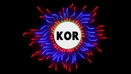Neon digital circuit core with kor text