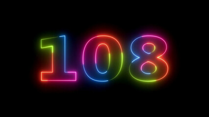 Neon number one hundred and eight light
