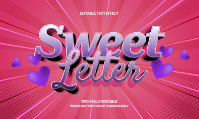 sweet letter editable text effect for posters and social media