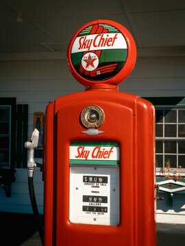 Sky Chief gas pump at Amblers Texaco Gas Station on Route 66, Dwight, Illinois