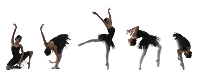 Set of beautiful dancing ballerina on white background © Pixel-Shot