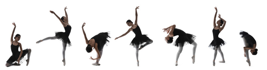 Set of beautiful dancing ballerina on white background © Pixel-Shot