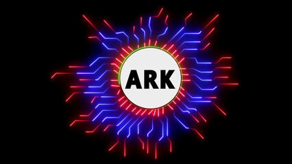 Ark letter in abstract glowing circuit