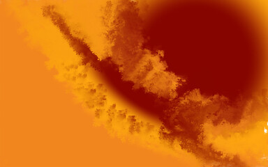 Abstract fiery background with textured clouds and red sun.