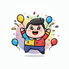 Cute Chubby Party Celebration Cartoon Vector
