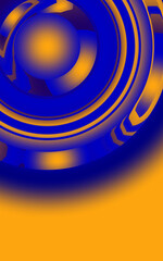 Abstract 3D circular wave pattern with blue and metallic gold texture