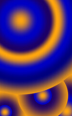 Abstract 3D circular wave pattern with blue and metallic gold texture
