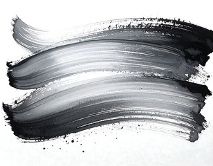 Three textured paint strokes in shades of grey against white background