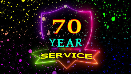 70 year service neon sign animation design