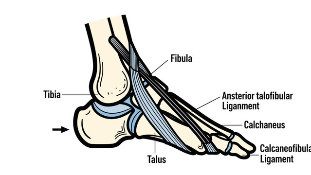 Anatomical Diagram of Human Ankle Bones.