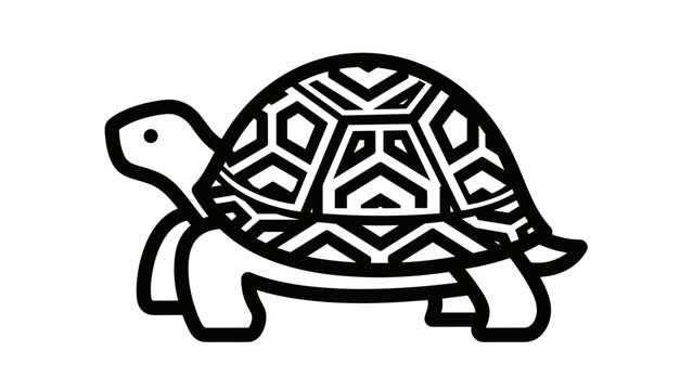 Black and White Turtle Illustration.