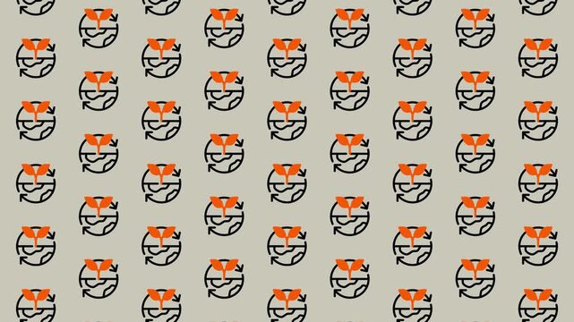 Seamless pattern of cute cartoon sushi rolls with orange fish on a light background.