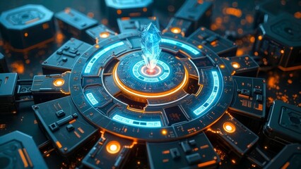 Close up of Blue Orange Ring Chip Core Technology