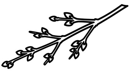 Simple Line Drawing of a Branch.