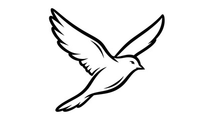 Obraz premium Simple Line Drawing of Flying Bird.