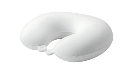 White U-Shaped Travel Neck Pillow on White Background for Comfort and Support