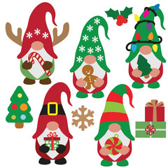 Cute Christmas   gnome  vector cartoon illustration