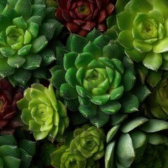 Obraz premium Close-up of Vibrant Green and Burgundy Succulent Plants.