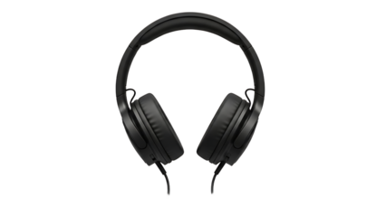 Black Over-Ear Headphones on White Background for Audio Technology and Music Listening