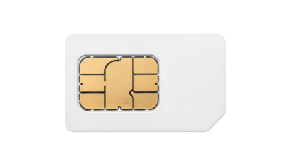 Close-up of Gold and White SIM Card on White Background