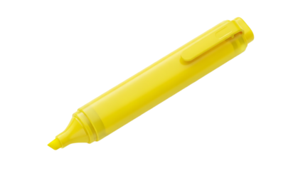 Yellow Highlighter Pen on White Background for Office and Educational Use