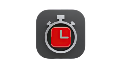 3D Stopwatch icon on transparent background