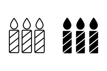 candle simple line and black icon, flaming candle vector symbol