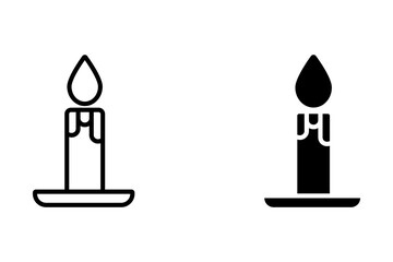 Obraz premium candle simple line and black icon, flaming candle vector symbol