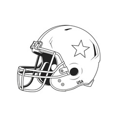 Fototapeta premium A detailed black and white illustration of an american football helmet